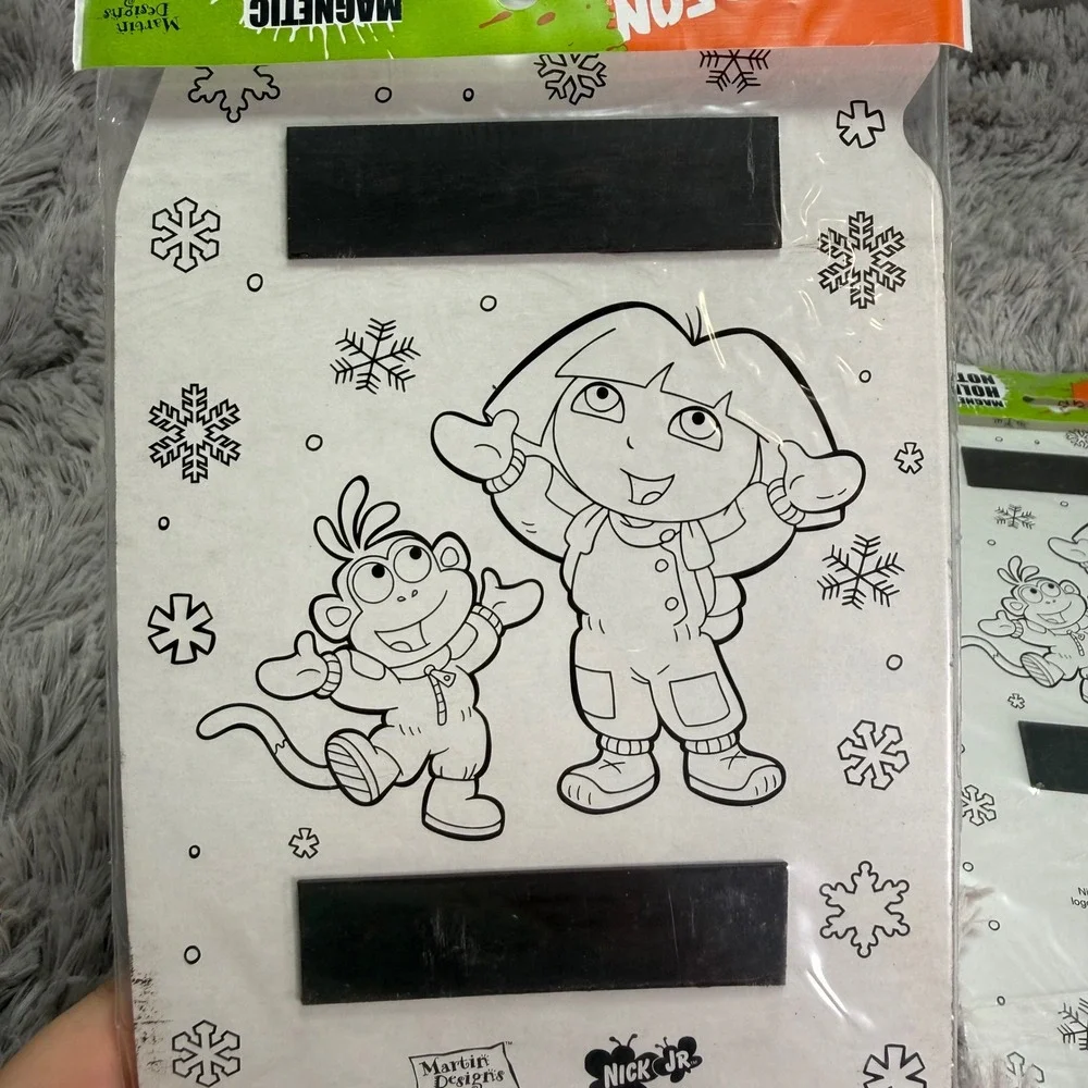 2- Nickelodeon Dora the Explorer Boots Holiday Magnetic Note Pads Y2K Nostalgia